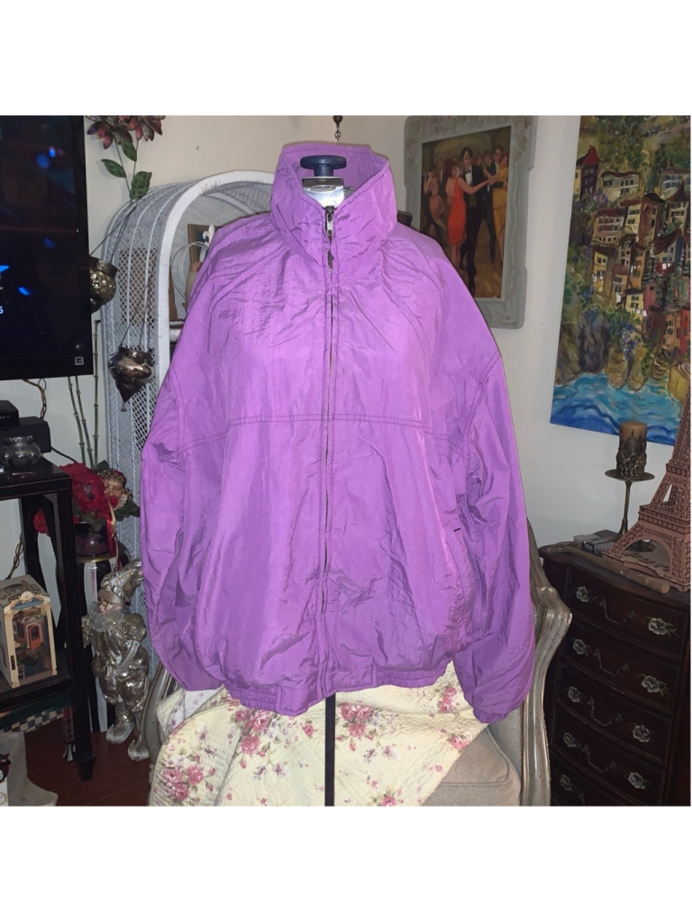 Vintage Great Athletic Sports Jacket size large Purple Full Zip - Picture 10 of 10